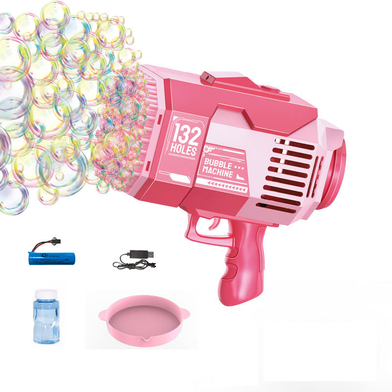 132-Hole Bubble Gun Bazooka – Rechargeable Gatling Bubble Machine for Kids