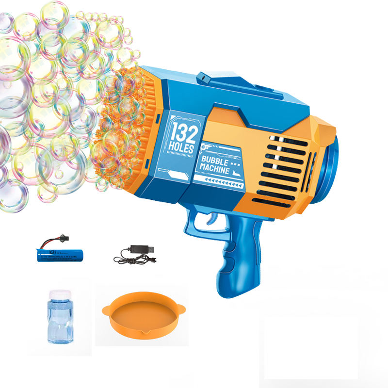 132-Hole Bubble Gun Bazooka – Rechargeable Gatling Bubble Machine for Kids