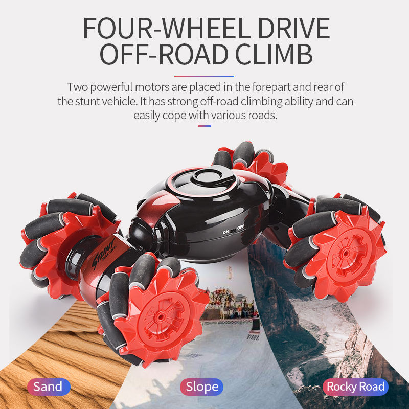 2.4GHz 4WD Gesture Sensor RC Stunt Car – Twist, Drift & Flip in Style!