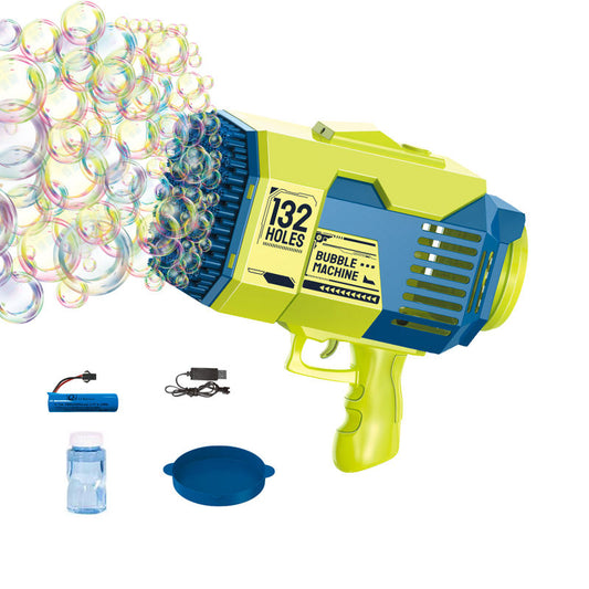 132-Hole Bubble Gun Bazooka – Rechargeable Gatling Bubble Machine for Kids